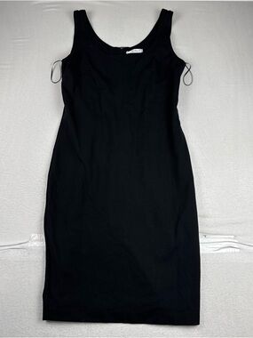 Max Mara Womens Bodycon Black Dress Sz 4 Spaghetti Strap Made in Italy (No Belt)